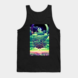 Abstract Geometric Watercolor Cloudscape Tank Top
